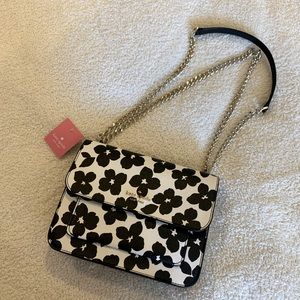 NEW Kate Spade crossbody spring floral black and white handbag purse